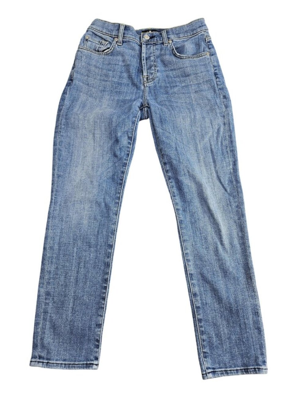 7 For All Mankind Josefina Boyfriend Jeans Womens 25 Blue Button Fly Mid‎ Rise
